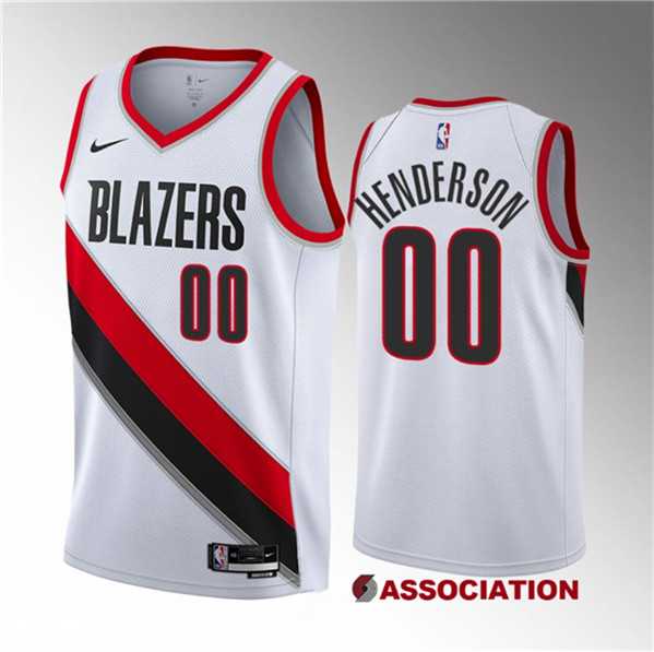 Mens Portland Trail Blazers #00 Scoot Henderson White 2023 Draft Association Edition Stitched Basketball Jersey Dzhi